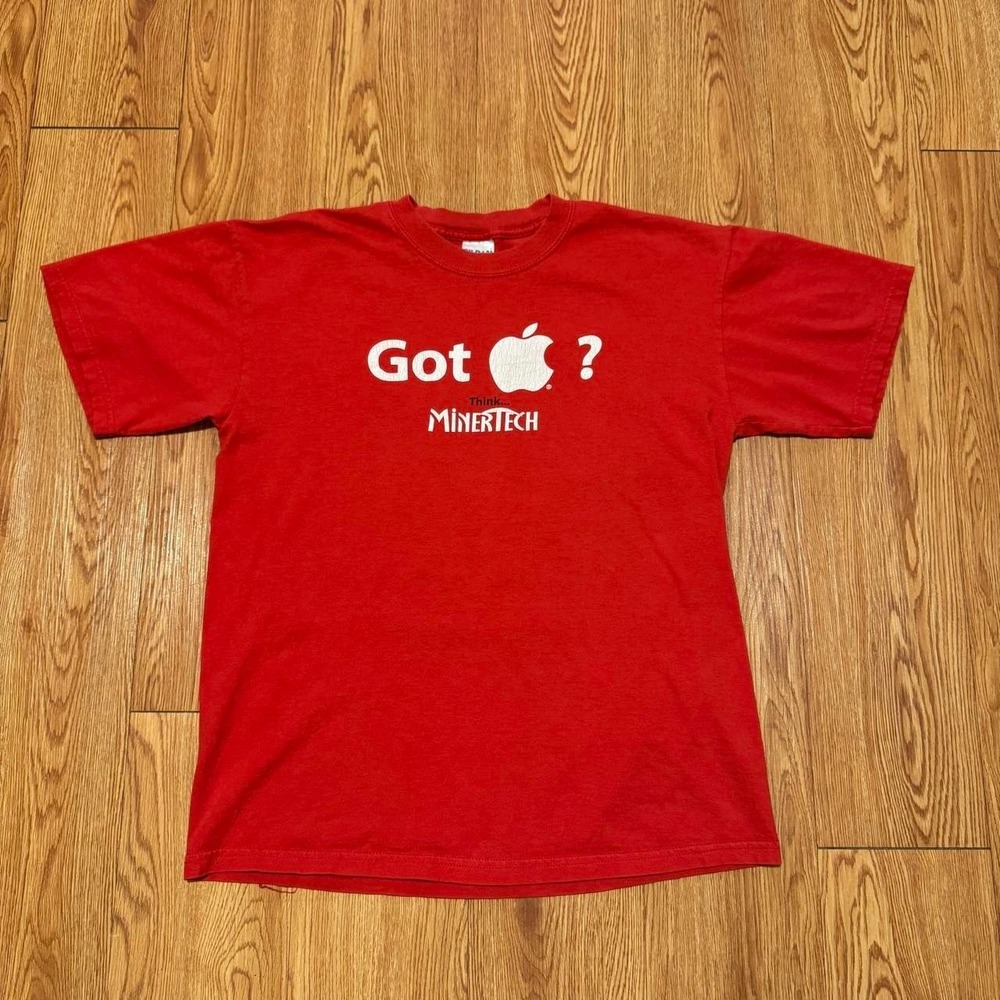 Vintage Got Apple Men's Shirt Minertech Tech Windows Red Parody Size Medium